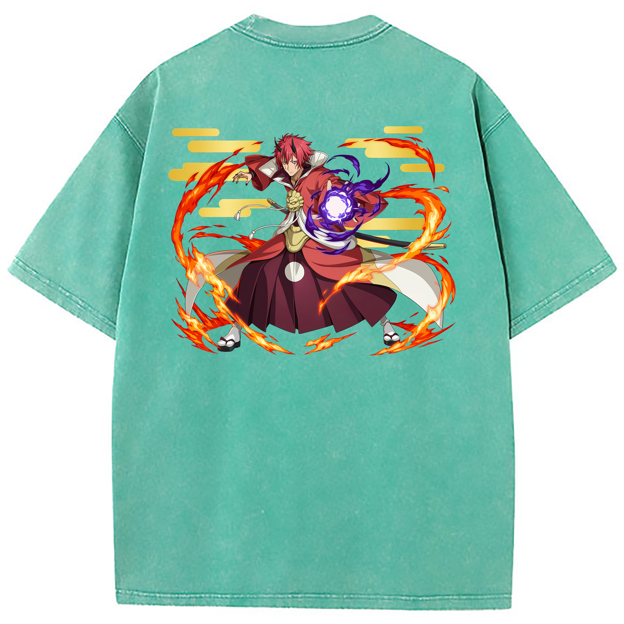 （画像用） 転スラ Regarding Reincarnated to Slime 綿100% ヴィンテージ風 半袖Tシャツ（背面プリント）